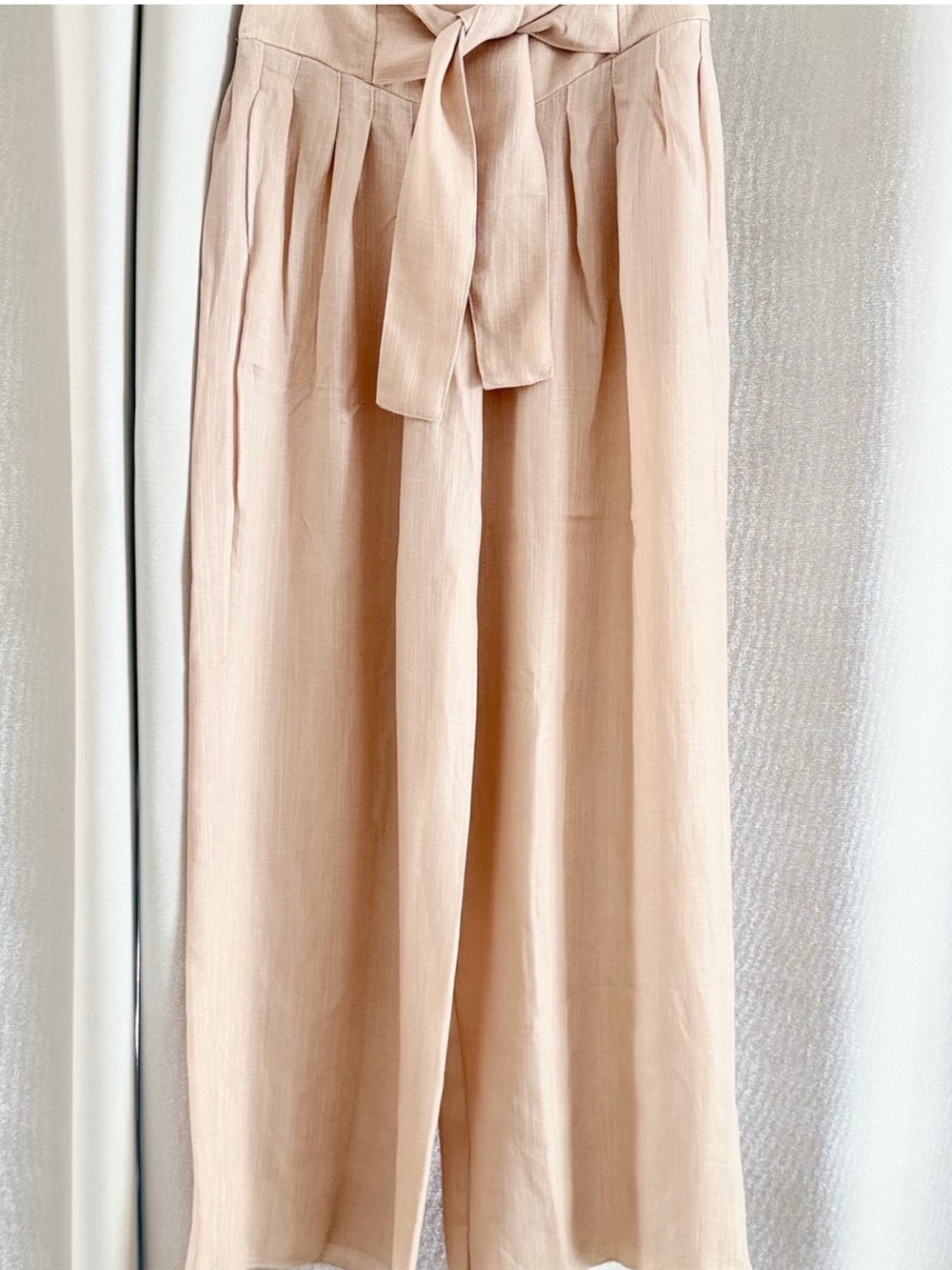 bishop + young Beige Ecru Tie-Front Wide Leg Pants Small Summer Basics